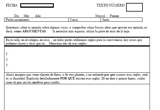 Tarea de elaboraci�n de textos argumentativos: